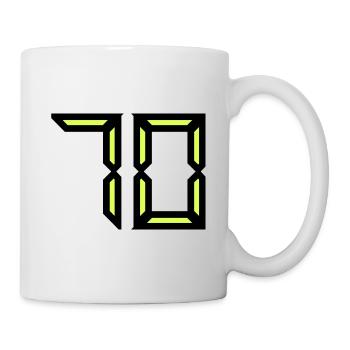 70 JAHRE. 70-JÄHRIGES JUBILÄUM. GEBURTSTAG 70 JAHRE. 70 - Tasse - Weiß - Rechts