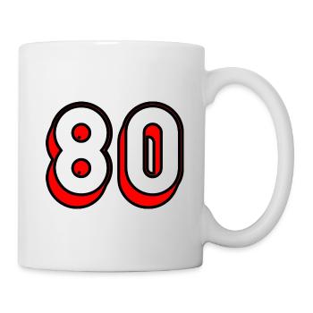 80. 80 JAHRE. 80-JÄHRIGES JUBILÄUM. GEBURTSTAG 80 JAHRE. - Tasse - Weiß - Rechts