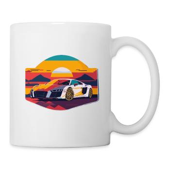 Speed Symphony: Farbenfroher Supersportwagen - Tasse - Weiß - Rechts