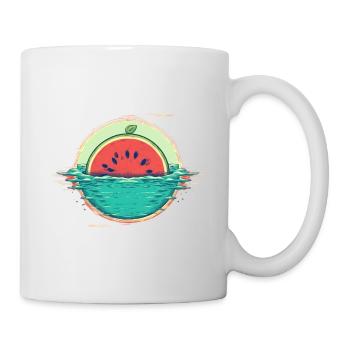 Watermelon in the sea funny melons art - Mug - white - Right