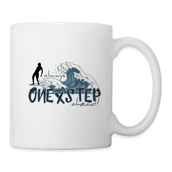 One X Step Ahead! Japan Wave Longboard Surfer - Mug - white - Right