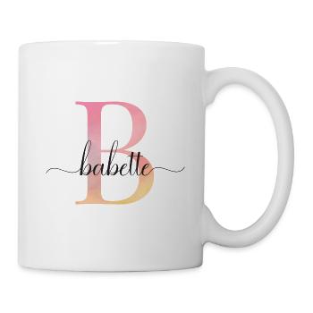 B | Monogramme | Nom | Babette |Aquarelle - Mug blanc - blanc - Droite