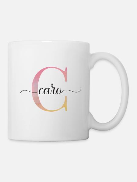 C | Monogramme | Nom | Caro |Aquarelle - Mug blanc - blanc