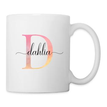 D | Monogramme | Nom | Dahlia |Aquarelle - Mug blanc - blanc - Droite