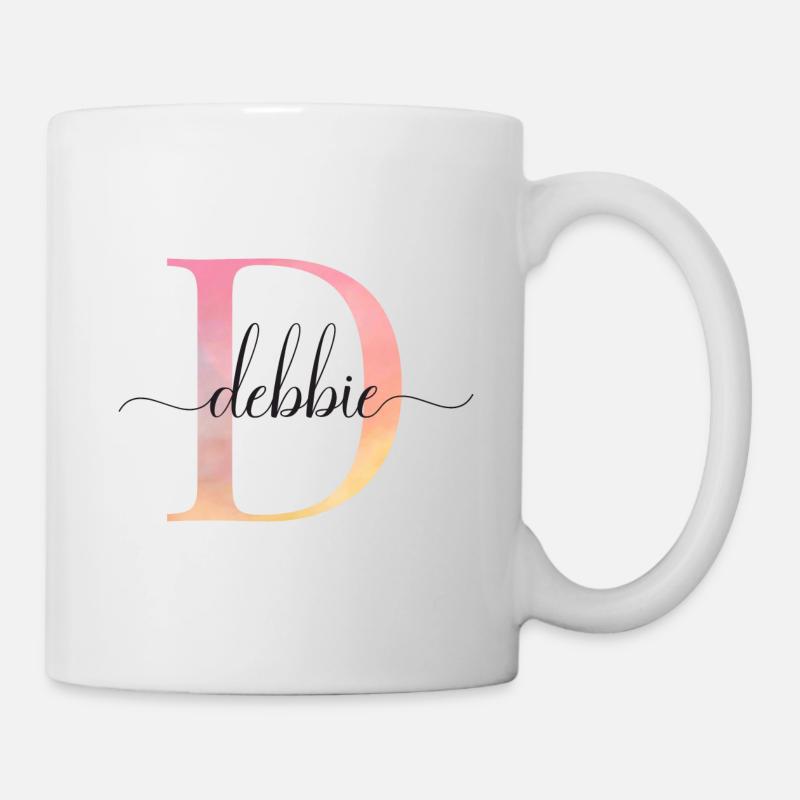 D| Monogramm | Name | Debbie |Watercolor - Tasse - Weiß