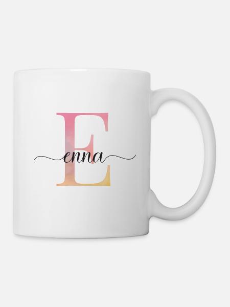E| Monogramm | Name | Enna |Watercolor - Tasse - Weiß