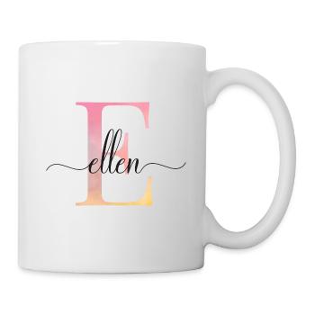 E| Monogramm | Name | Ellen |Watercolor - Tasse - Weiß - Rechts