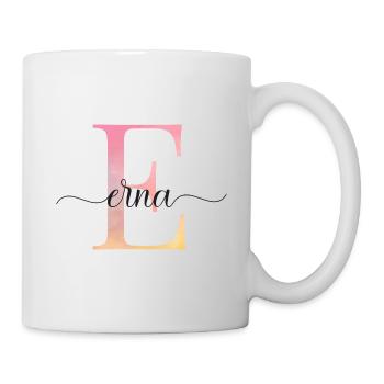E| Monogramm | Name | Erna|Watercolor - Tasse - Weiß - Rechts