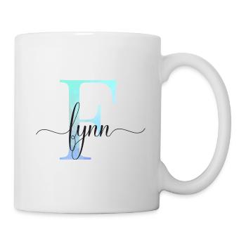 E| Monogramme | Nom | Fynn | Aquarelle - Mug blanc - blanc - Droite