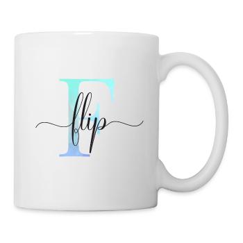 E| Monogramme | Nom | Retourner | Aquarelle - Mug blanc - blanc - Droite