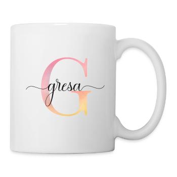 G | Monogramm | Name | Gresa | Watercolor - Tasse - Weiß - Rechts