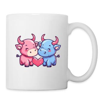 Stier Comic Paar Liebe - Tasse - Weiß - Rechts