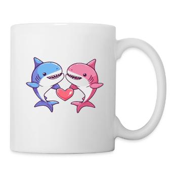 Shark Comic Couple Love - Mug - white - Right