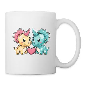 Dinosaurier triceratops Paar Liebe - Tasse - Weiß - Rechts