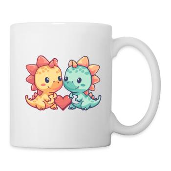 Dinosaure Stégosaure Couple Amoureux Saint Valentin - Mug blanc - blanc - Droite
