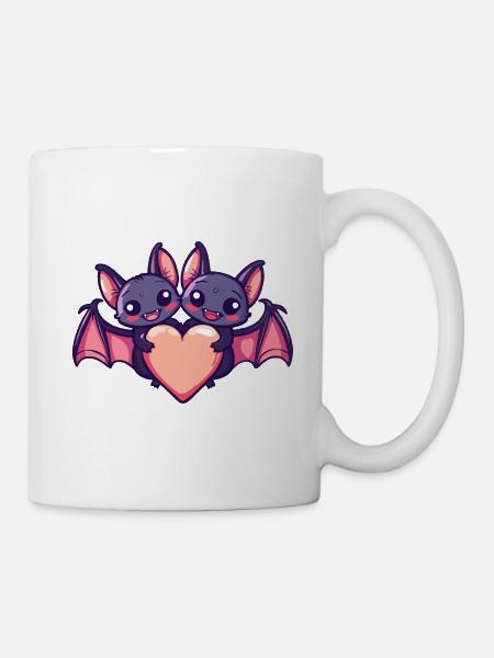 Fledermaus Paar Verliebt Tier Valentinstag - Tasse - Weiß