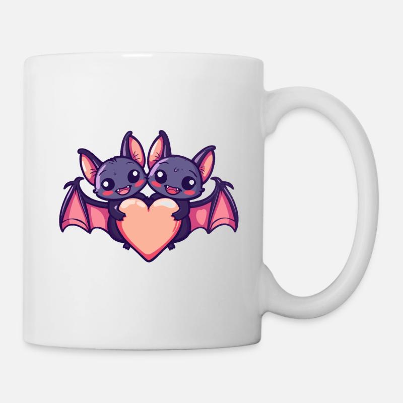 Fledermaus Paar Verliebt Tier Valentinstag - Tasse - Weiß