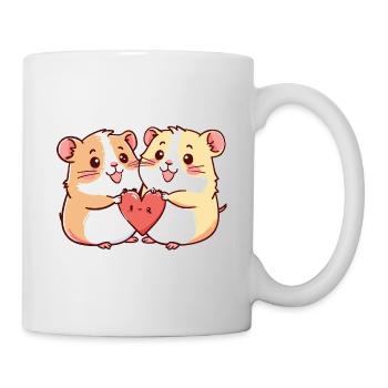 Hamster Paar Verliebt Tier Valentinstag - Tasse - Weiß - Rechts