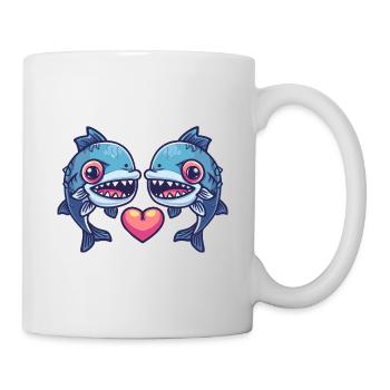 Piranha Paar Liebe Fische Verliebt - Tasse - Weiß - Rechts