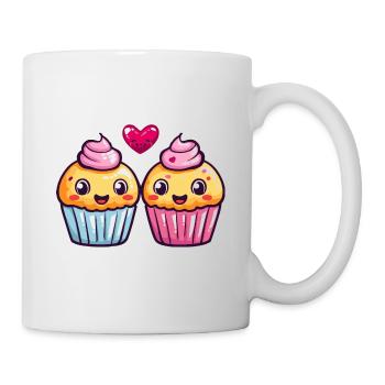 Cupcake Couple Amour Coeur Drôle - Mug blanc - blanc - Droite