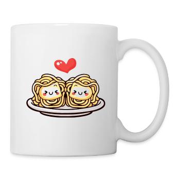 Nudeln Pasta Paar Liebe Herz Lustig - Tasse - Weiß - Rechts