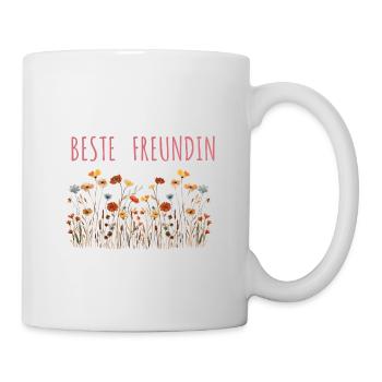 Beste Freundin! Wildblumen, personalisierbar - Tasse - Weiß - Rechts