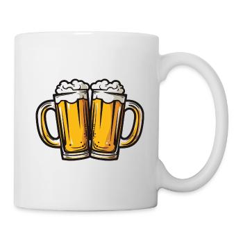 Bierkrug Bier Party Anstoßen - Tasse - Weiß - Rechts