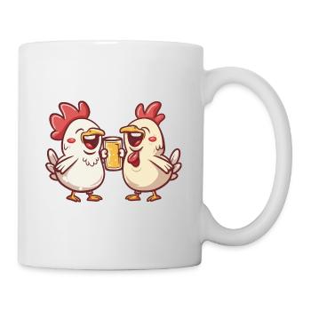 Huhn Comic Bier Lustig Saufen - Tasse - Weiß - Rechts