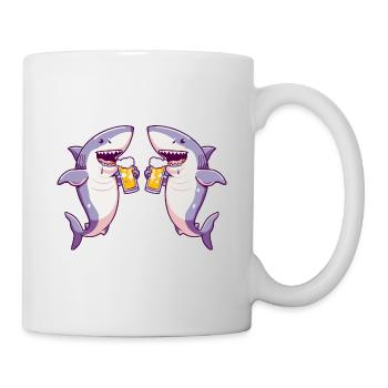 Hai Comic Bier Lustig Saufen - Tasse - Weiß - Rechts