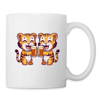 Tiger Comic Bier Lustig Saufen - Tasse - Weiß - Rechts
