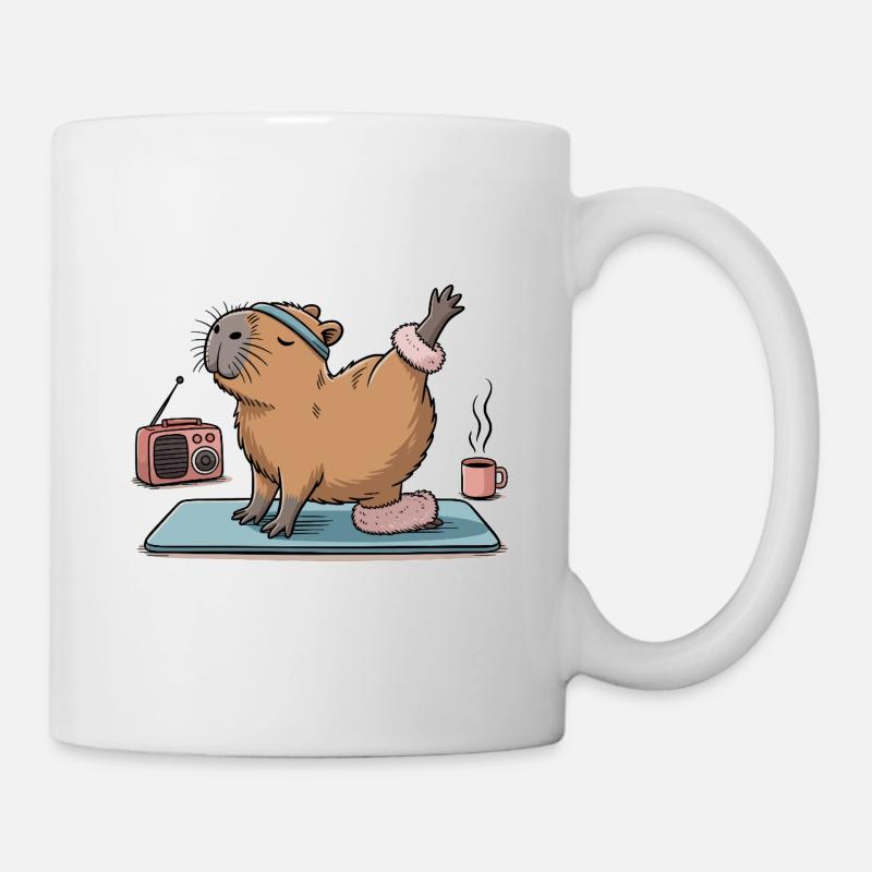 Drôle de Pilates Yoga Capybara - Mug blanc - blanc