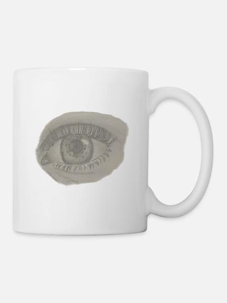 Dessin réaliste des yeux - crayon - Mug blanc - blanc