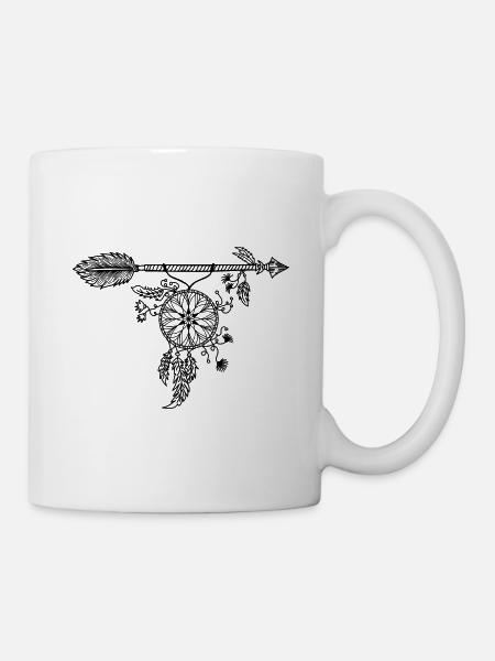 Traumfänger Indianer Pfeil Federn Geschenkidee - Tasse - Weiß