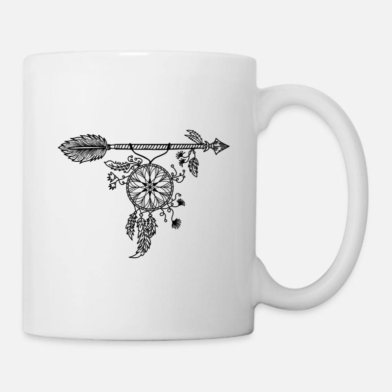 Traumfänger Indianer Pfeil Federn Geschenkidee - Tasse - Weiß