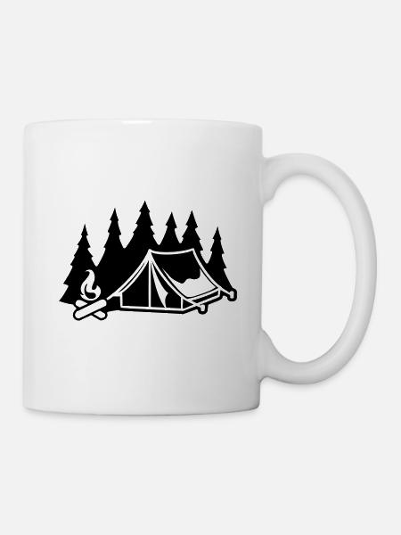 Camping Zelt Lagerfeuer Wald Zelten - Tasse - Weiß