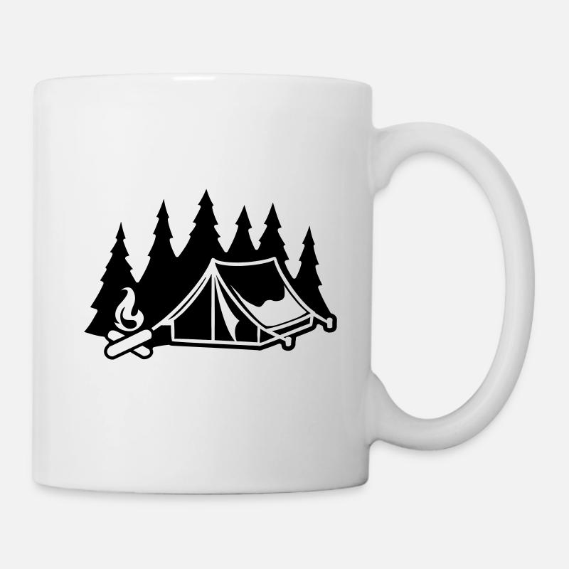 Camping Zelt Lagerfeuer Wald Zelten - Tasse - Weiß