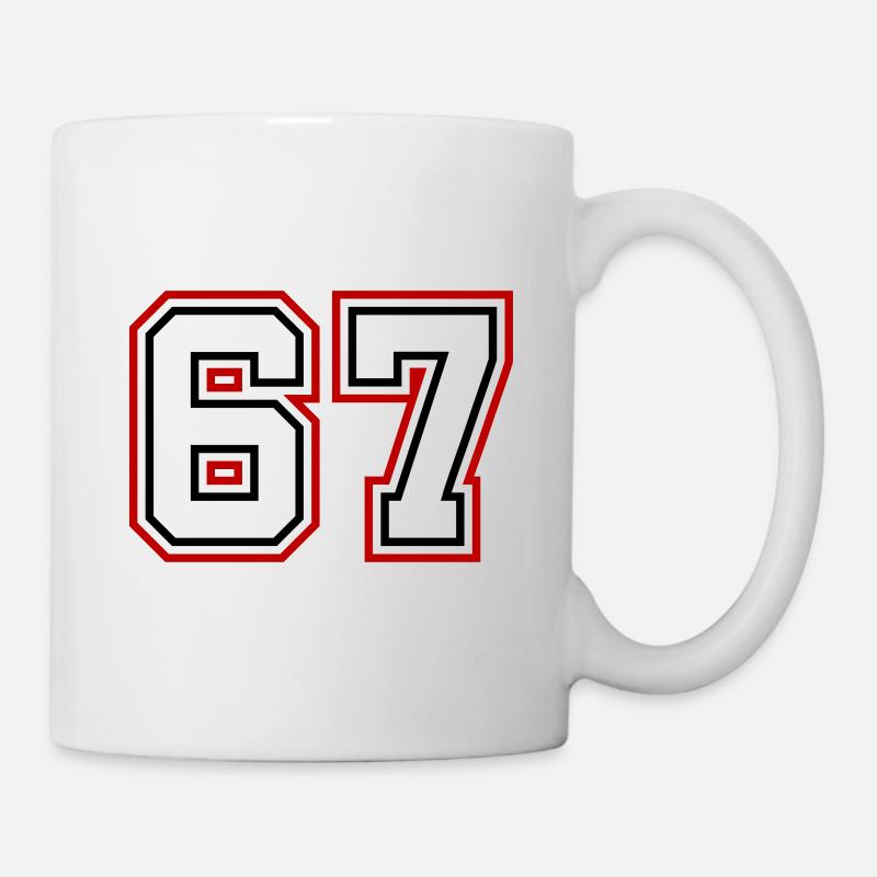 67 Zahl nummer - Tasse - Weiß