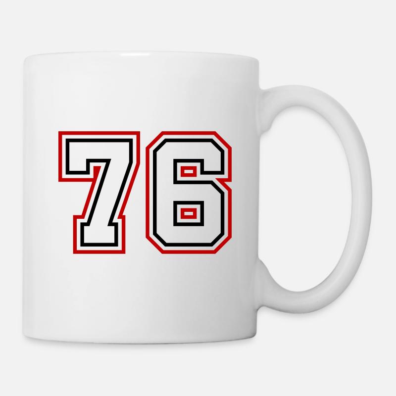 76 Zahl nummer - Tasse - Weiß