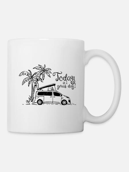 Croquis de campeur « Aujourd’hui est un jour de lecture! » - Mug blanc - blanc