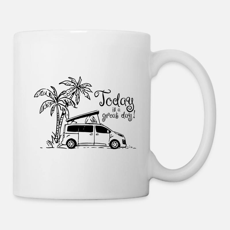 Camper Sketch "Today is a gread Day!" - Tasse - Weiß