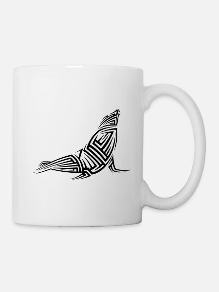 Robbe Tribal Tattoo - Tasse - Weiß