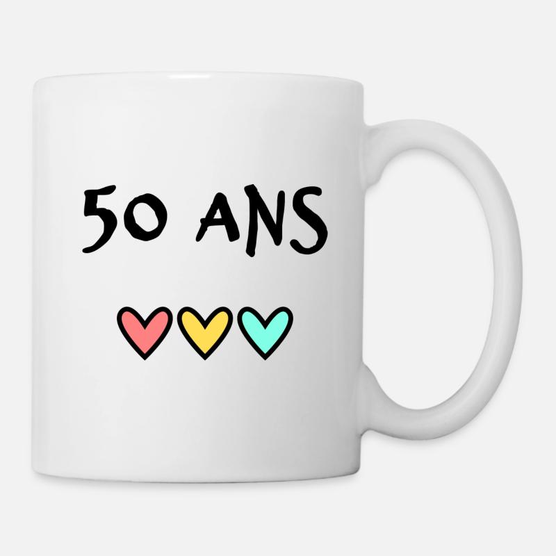 50 ANS. 50e ANNIVERSAIRE. ANNIVERSAIRE 50 ANS. 50 - Mug blanc - blanc