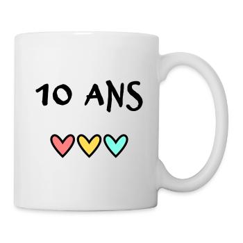 10 ANS. 10e ANNIVERSAIRE. ANNIVERSAIRE 10 ANS. 10 - Mug blanc - blanc - Droite