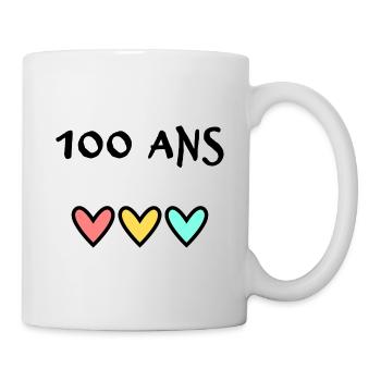 100 ANS. 100e ANNIVERSAIRE. ANNIVERSAIRE 100 ANS. - Mug blanc - blanc - Droite