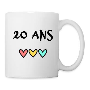 20 ANS. 20e ANNIVERSAIRE. ANNIVERSAIRE 20 ANS. 20 - Mug blanc - blanc - Droite