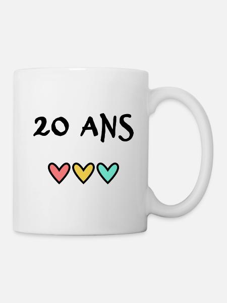 20 ANS. 20e ANNIVERSAIRE. ANNIVERSAIRE 20 ANS. 20 - Mug blanc - blanc