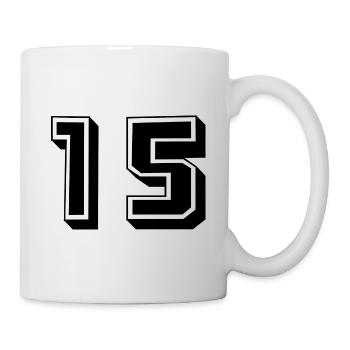 15 JAHRE. 15-jähriges JUBILÄUM. GEBURTSTAG 15 JAHRE. 15 - Tasse - Weiß - Rechts