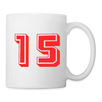 15 JAHRE. 15-jähriges JUBILÄUM. GEBURTSTAG 15 JAHRE. 15 - Tasse - Weiß - Rechts