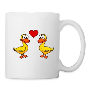 Canard Comic Couple amour - Mug blanc - blanc - Droite
