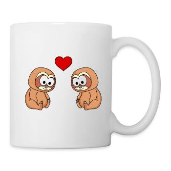 Faultier Comic Paar liebe - Tasse - Weiß - Rechts